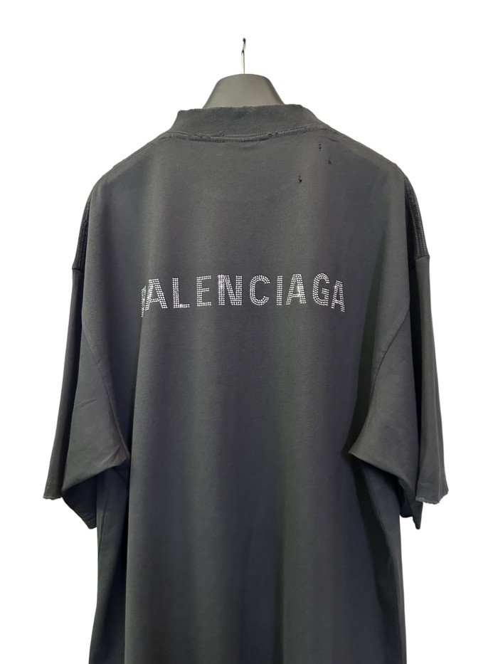 1:1 quality version Front and Back Letter Rhinestone Washed Tee 2 colors 28903003