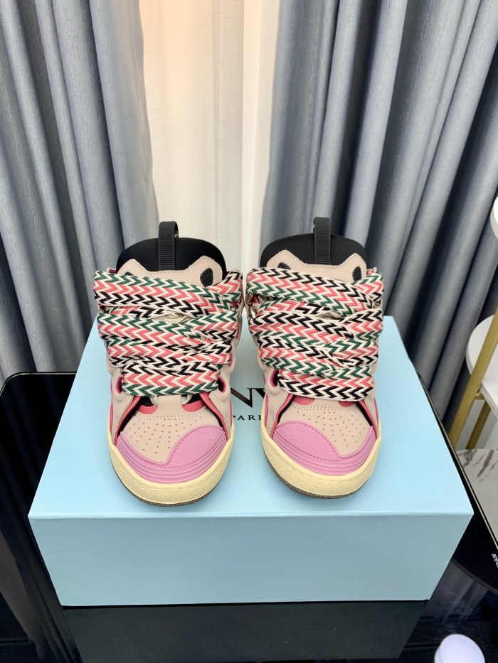 1:1 quality version Colorful Colorblocking Cowhide Bread Shoes 35 colors