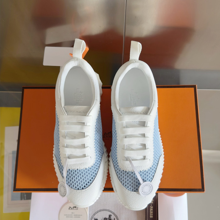 [plus-size shoes]Bouncing Light Blue Couple Style Mesh Genuine Leather Breathable Shoes 29085142
