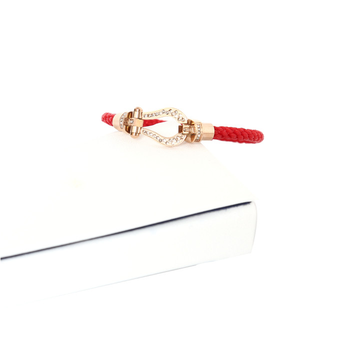 28097567 Rose Gold Diamond Buckle Braided Bracelet【1 bracelet per box】