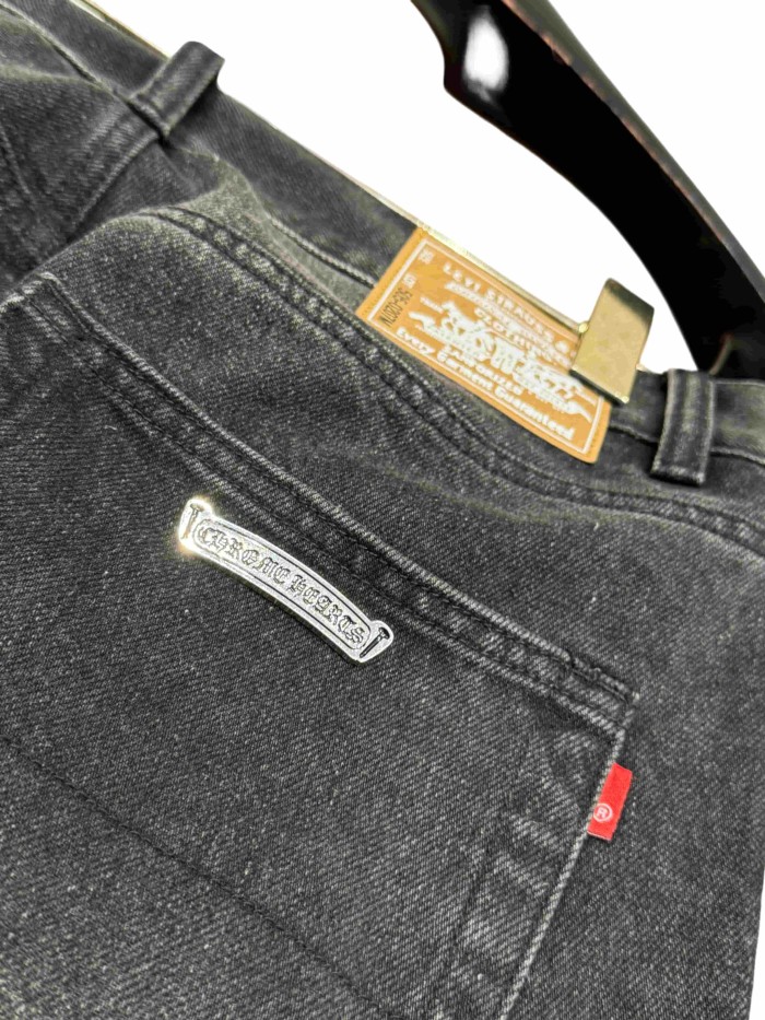 1:1 quality version  leopard print, flame and cross motifs heavy-duty jeans 28959669