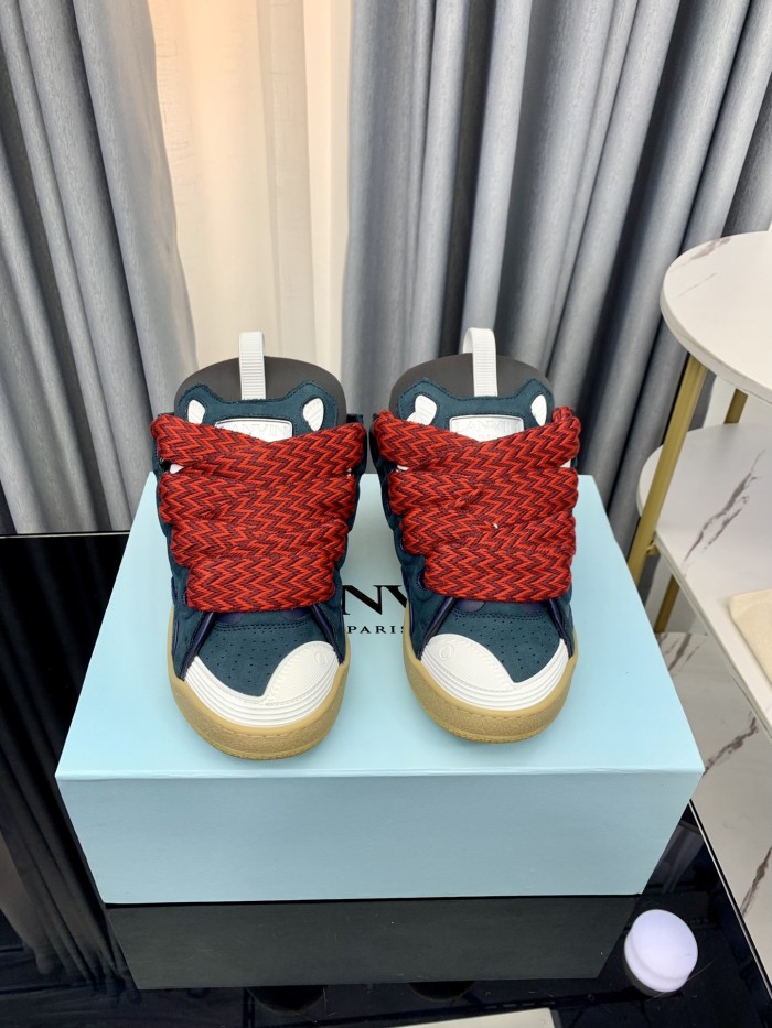 1:1 quality version Colorful Colorblocking Cowhide Bread Shoes 35 colors