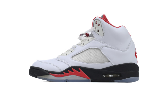 [plus-size shoes] 1:1 quality version Jordan 5   Fire Red  White Leather Basketball Shoes 29035327