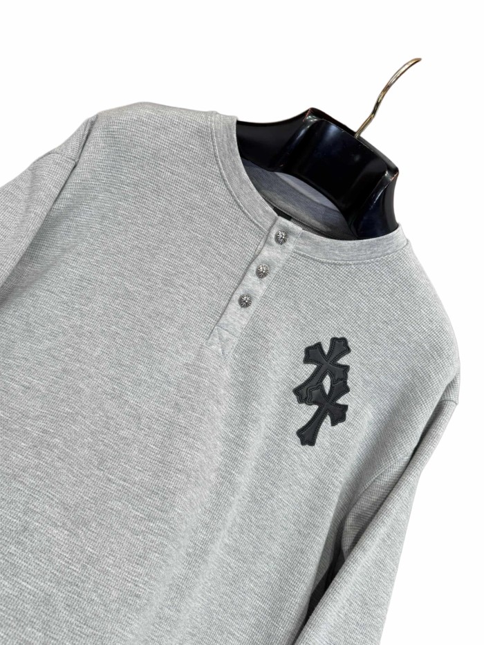1:1 quality version Cotton Waffle Knit Cross Patch Crew Neck Long Sleeve Sweatshirt 2 colors 28938005