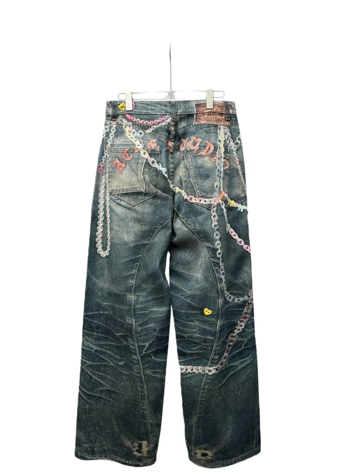 1:1 quality version Vintage Candy Chain 3D Printed Washed Version Jeans 28531478