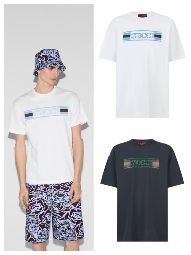 1:1 quality version 28329901 Letter Embroidery tee 2 colors