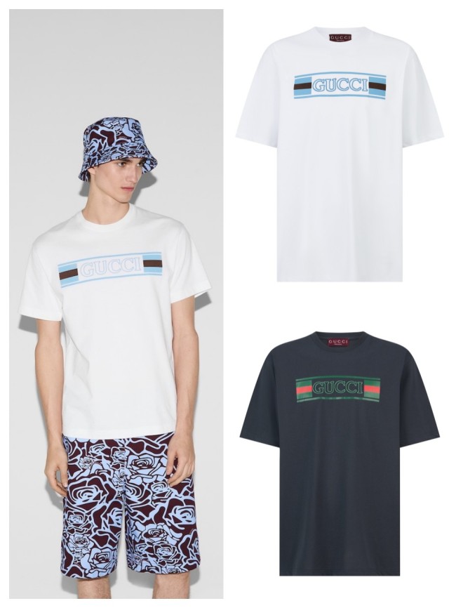 1:1 quality version 28329901 Letter Embroidery tee 2 colors