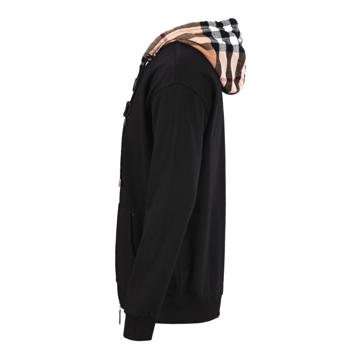 1:1 quality version Plaid Patchwork Zipper Hoodie 3 colors  28478620
