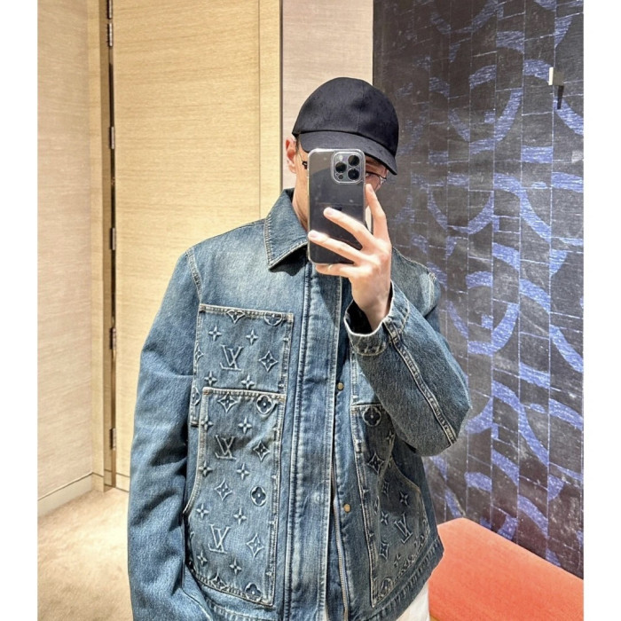 1:1 quality version Embroidered Patch Pocket Denim Jacket 28687456