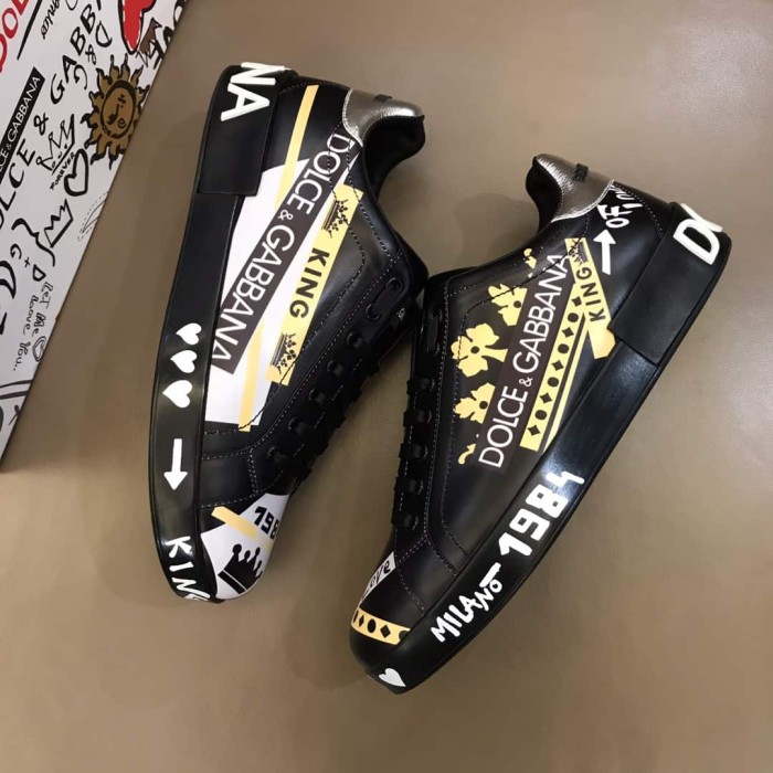 DOLCE    G@BB@N@ PORTOFINO SLIP-ON SNEAKERS IN PRINTED CALFSKIN   DG33