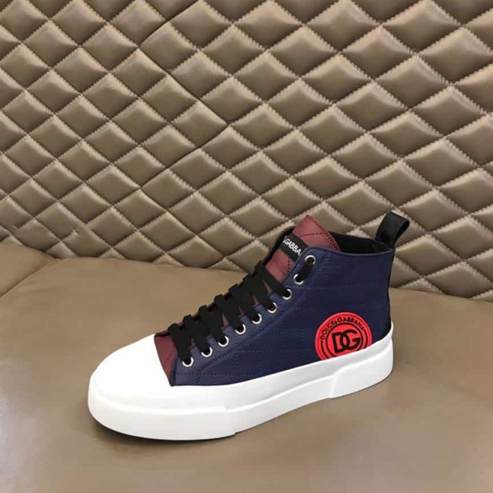 DOLCE AND  G@BB@N@ QUILTED TWO-TONE NYLON PORTOFINO LIGHT MID-TOP SNEAKERS   DG105