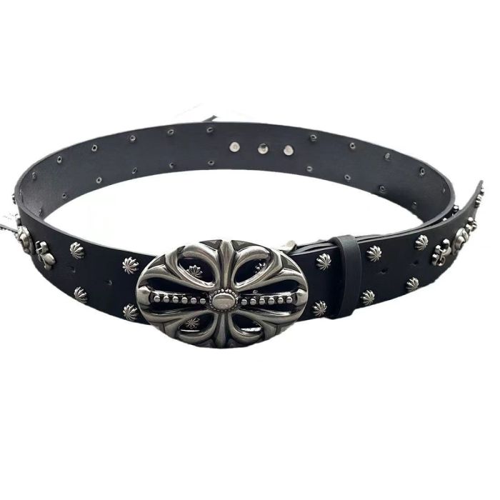 Black Studded Vintage Cowhide Belt