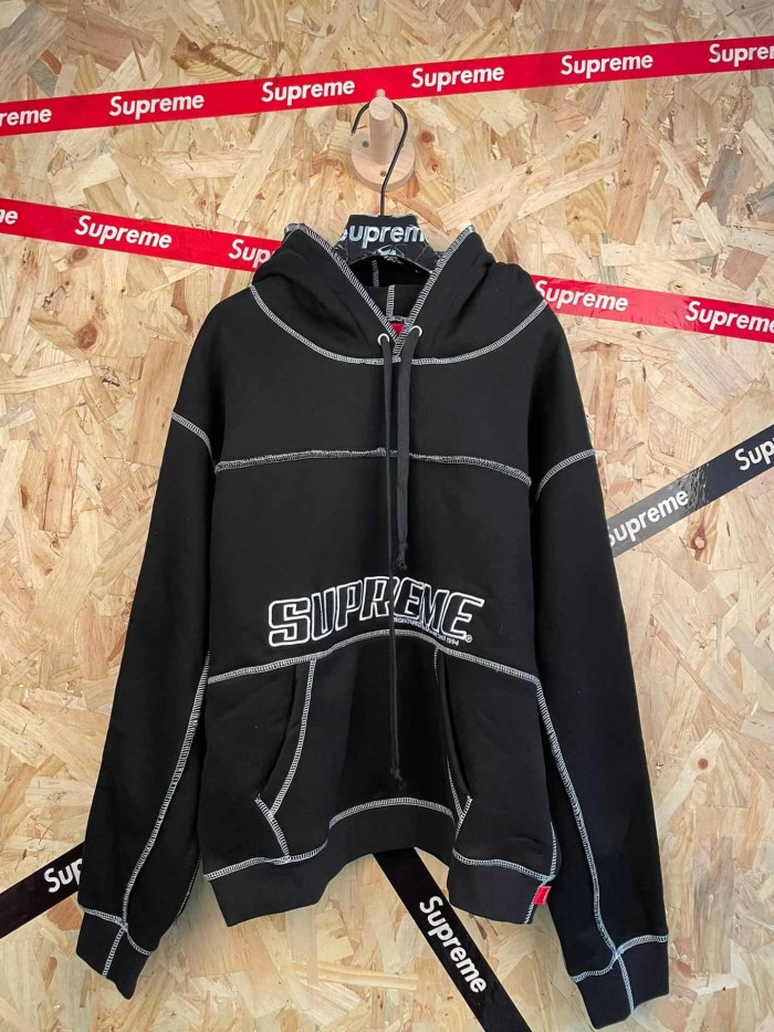1:1 quality version American Street Style Contrast Stitching Flocked Logo Fleece Lined Hooded 29082095