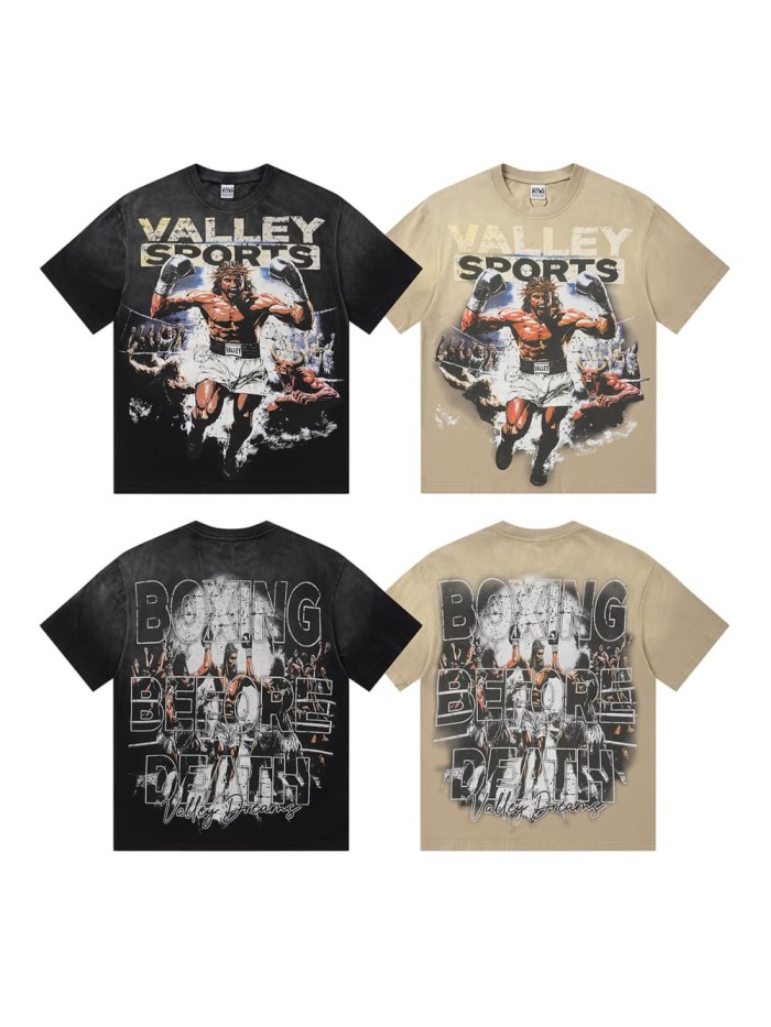Boxing Theme Print Washed Tee 2 colors 29047376
