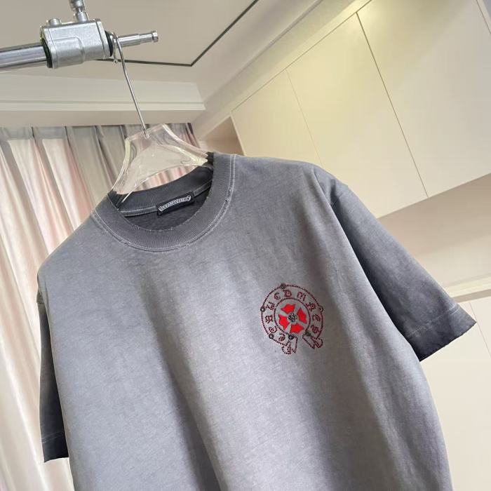 1:1 quality version Red Sanskrit Horseshoe Cross Logo Printed  Vintage Tee 4 colors 29082421