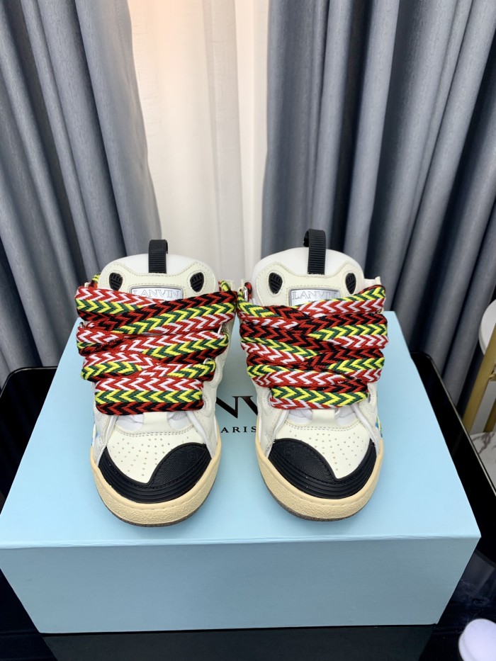 1:1 quality version Colorful Colorblocking Cowhide Bread Shoes 35 colors