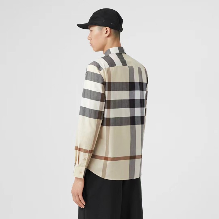 1:1 quality version Plaid Stretch Cotton Poplin Long Sleeve Shirt 8 colors 28875206