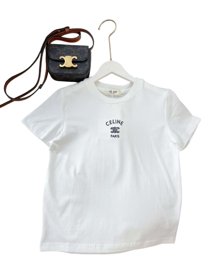 Triomphe Logo & Text Embroidered Cotton T-shirt for Kids 2 colors 29030027