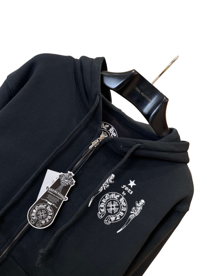 1:1 quality version Cotton Printed & Embroidered Drawstring Zip-Up Hoodie 28938095