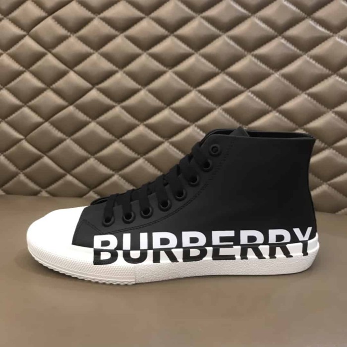BURB5RRY LOGO PRINT GABARDINE HIGH-TOP SNEAKERS   BBR31