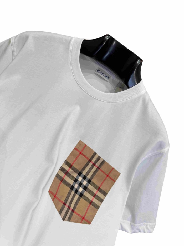 1:1 quality version  Plaid pocket crew neck T-shirt 2 colors 28967957