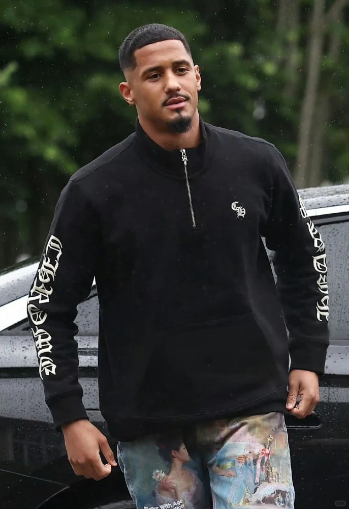 1:1 quality version Gothic Pattern Embroidered Half-Zip Sweatshirt 28938265