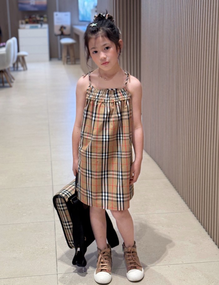 Classic Plaid Sleeveless Strap Dress for Kids 29006816