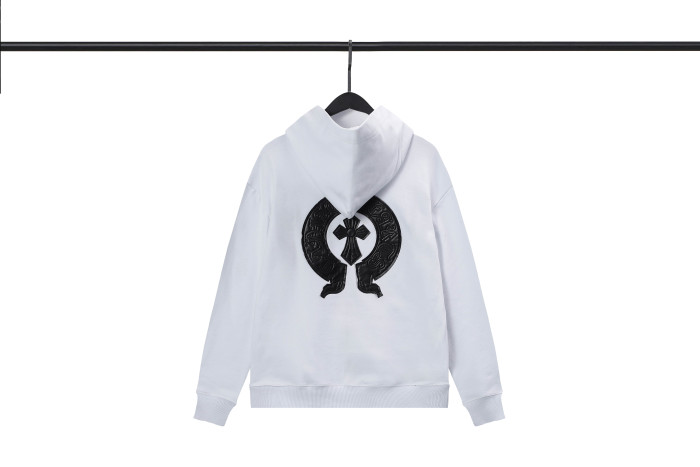 Leather Embroidered Horseshoe Loop Zipper Sweatshirt 2 colors