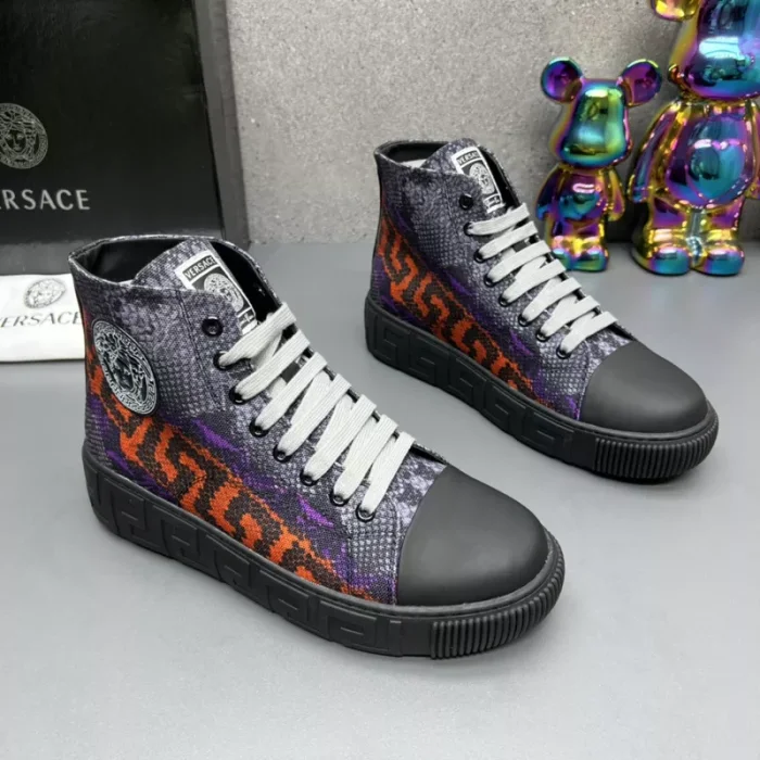 VERS@CE SNAKESKIN EMBOSSED LEATHER HIGH TOP SNEAKERS   VS65