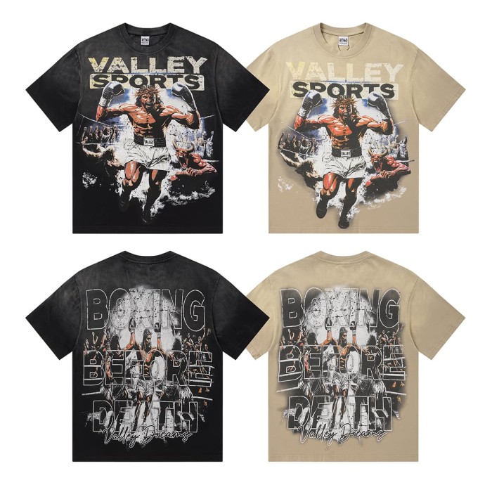 Boxing Theme Print Washed Tee 2 colors 29047376