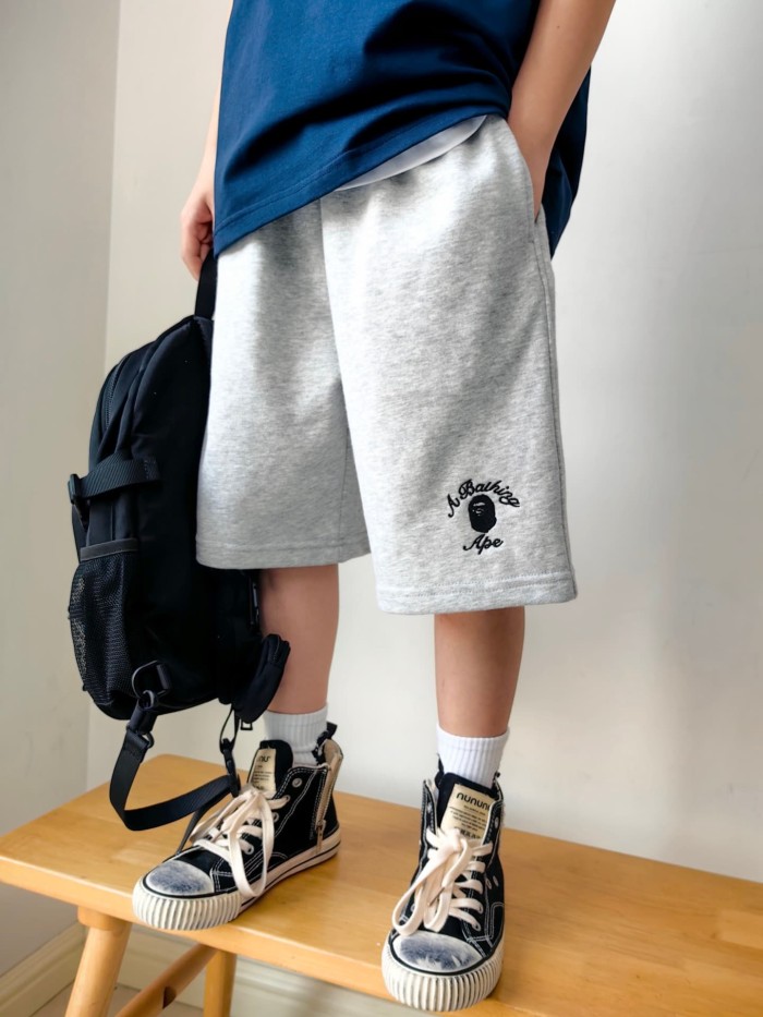 Ape Head Embroidered Terry Sweat Shorts for Kids 2 colors 29006155