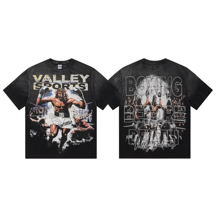 Boxing Theme Print Washed Tee 2 colors 29047376
