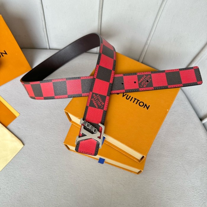 1:1 quality version Colorful Checkered Floral Logo Buckle Belt 10 colors【Width 4 cm】