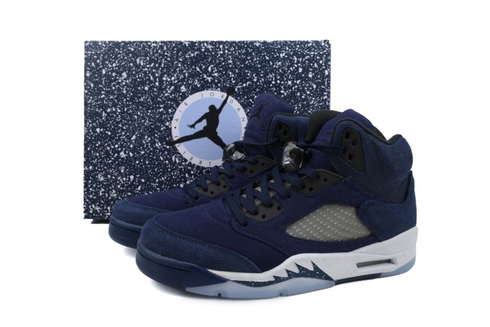 [plus-size shoes] Jordan 5   Midnight Navy  Blue Suede Basketball Shoes 29035487