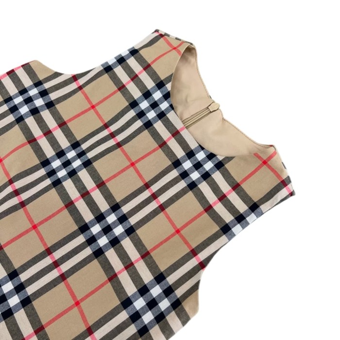 Khaki Vintage Check Kids A-Line Sleeveless Dress for Kids 29000405