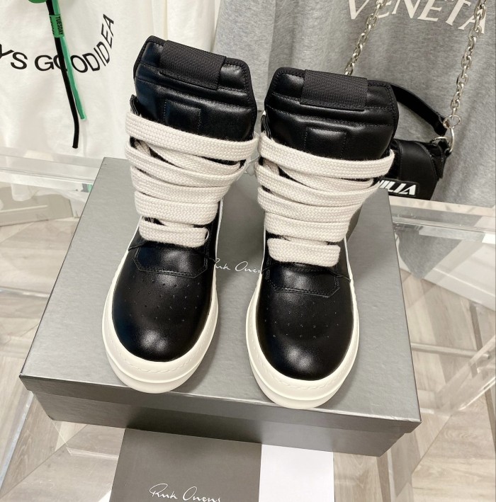 1:1 quality version R*ck0wens 28304003 Big Triangle Chunky Lace Up High Top Shoes