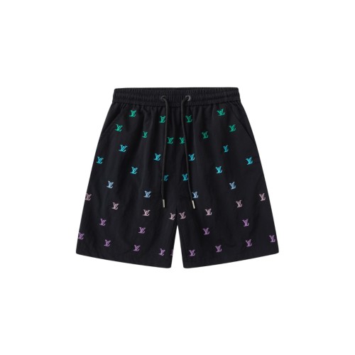 Gradient Rainbow Monogram Embroidered Elastic Waist Drawstring Shorts for Kids 29006074