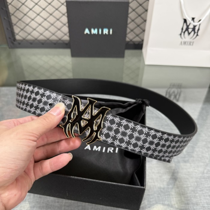 1:1 quality version Full-Print AM Logo Belt 5 colors 【Width 3.8 cm】28659912