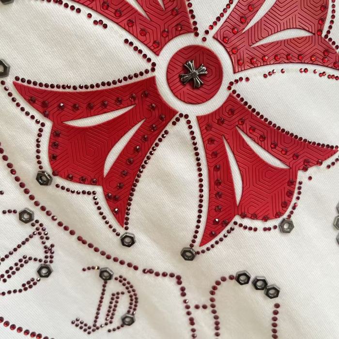1:1 quality version Red Sanskrit Horseshoe Cross Logo Printed  Vintage Tee 4 colors 29082421
