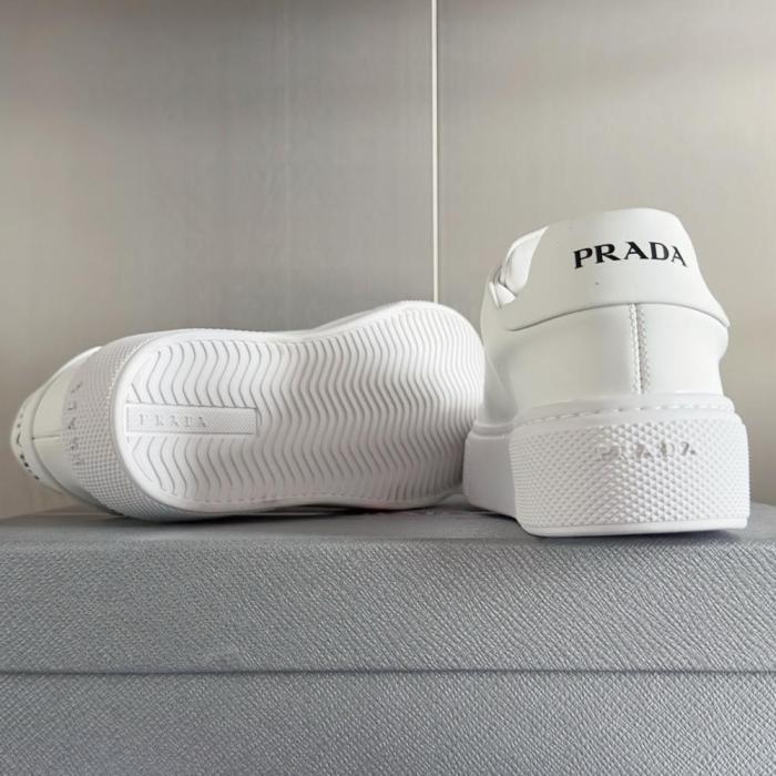 PR@DA@ MACRO RE-NYLON AND BRUSHED LEATHER SNEAKERS   PRD064
