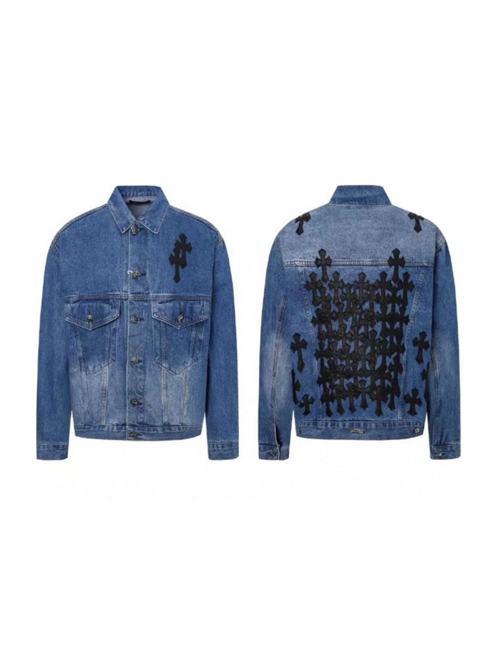 Heavy duty veneer pop-up cross denim jacket