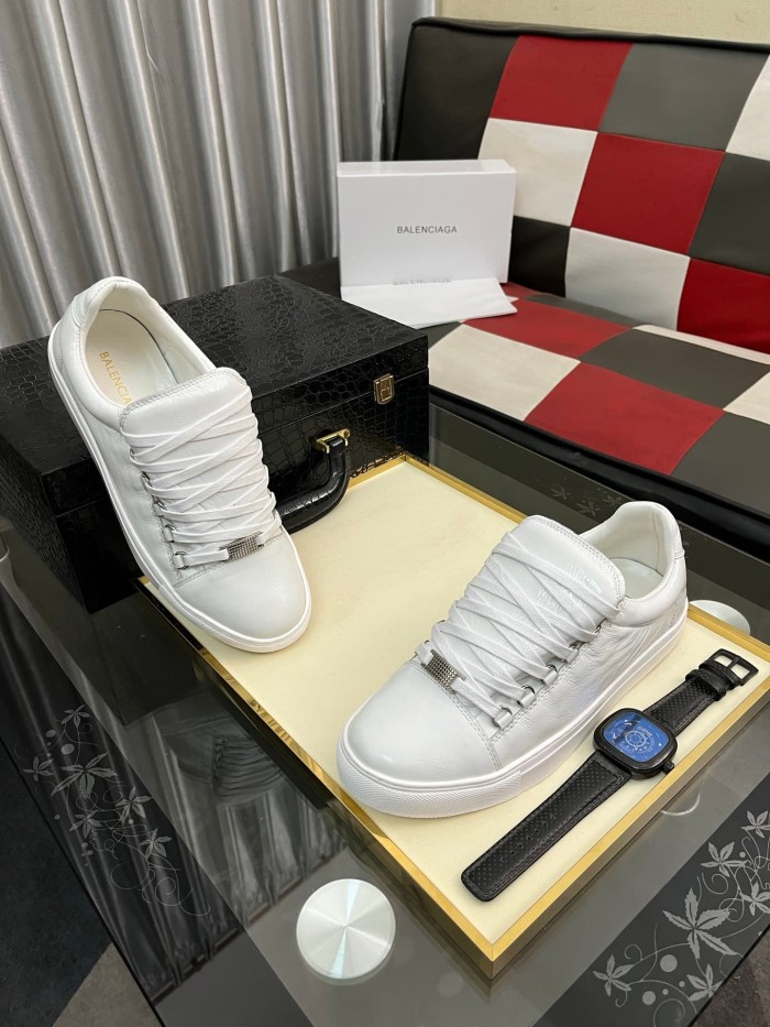 1:1 quality version Wrinkled Cowhide Leather Solid Color Sneakers 3 colors 28764543