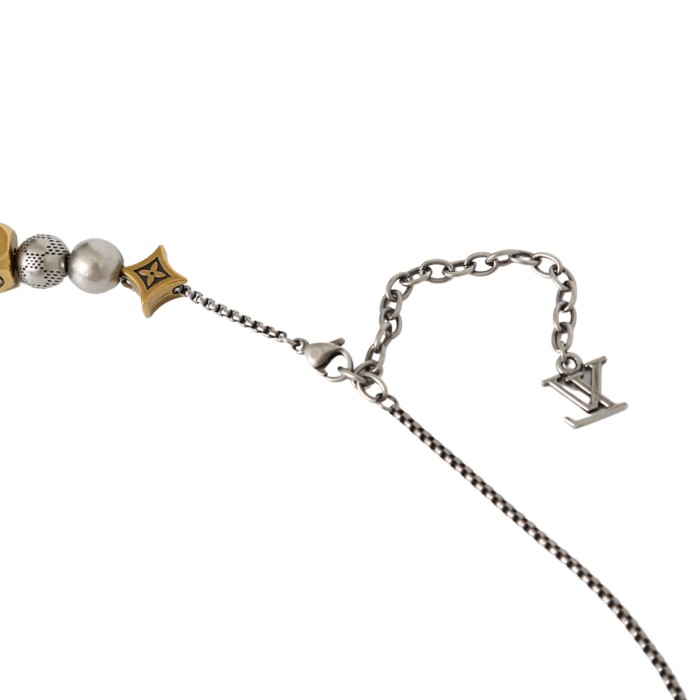 28120728 Square and round bead interlaced necklace