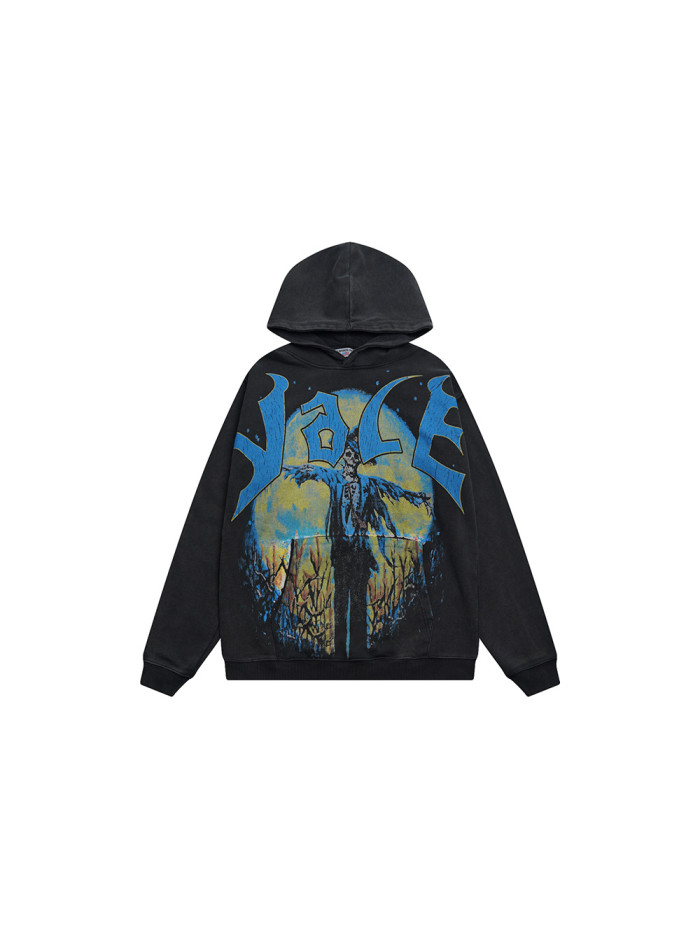 Skeleton Scarecrow Print Washed Version Hoodie 28642061