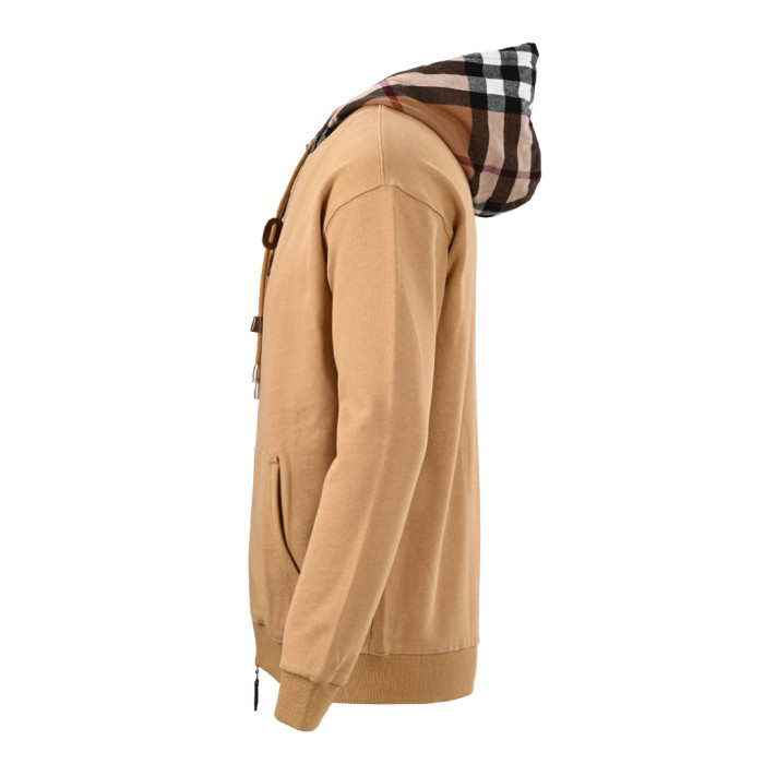 1:1 quality version Plaid Patchwork Zipper Hoodie 3 colors  28478620