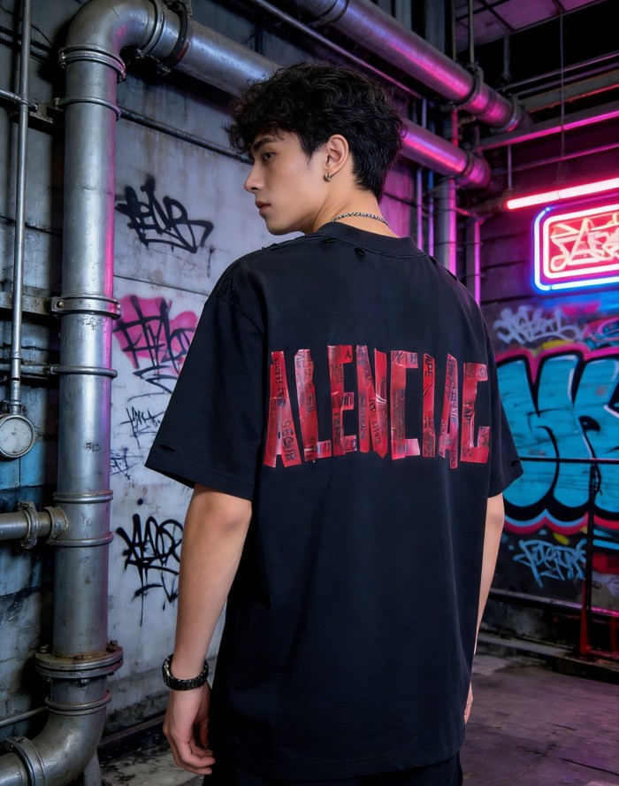1:1 quality version Safety Warning Tape Patches Tee 2 colors 29093607