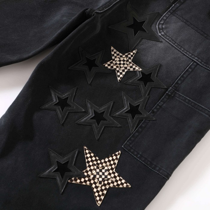 1:1 quality version Las Vegas Limited Edition Checkered Horsehair Star Patchwork Jeans 28791704