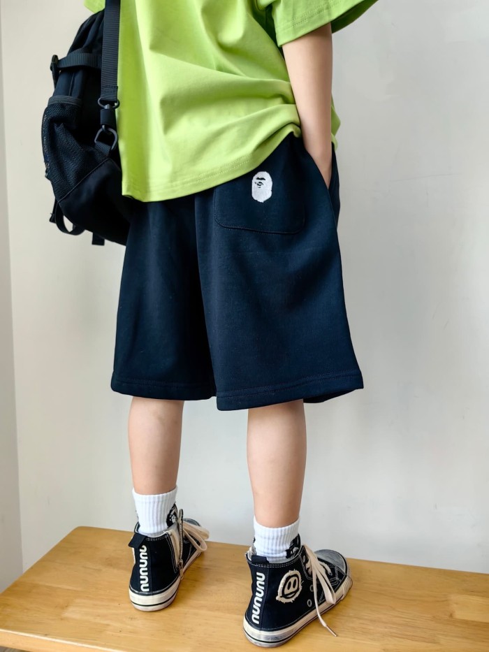 Ape Head Embroidered Terry Sweat Shorts for Kids 2 colors 29006155