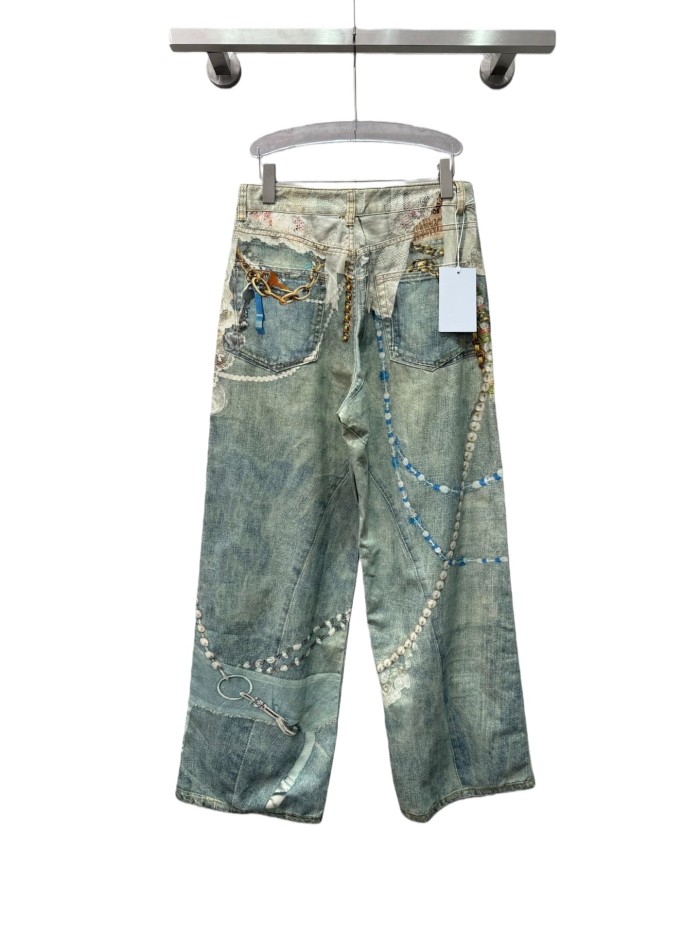 1:1 quality version Lace Pearl String Jeans 28531476