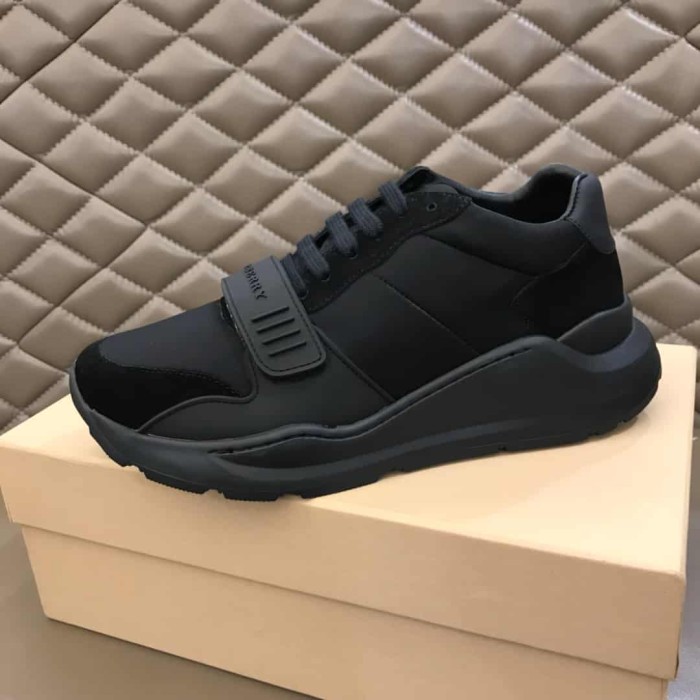 BURB5RRY SUEDE AND NEOPRENE HIGH-TOP SNEAKERS   BBR19